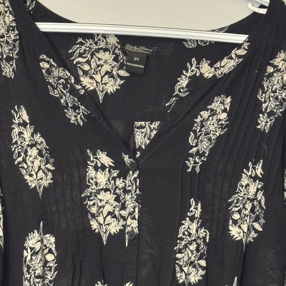 Lucky Brand Black Floral Women's Blouse  (Size: 2X) - Picture 6 of 9